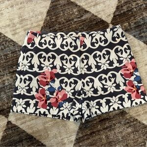 LOFT Riviera Shorts Floral Scroll Print Navy Pink Size 6